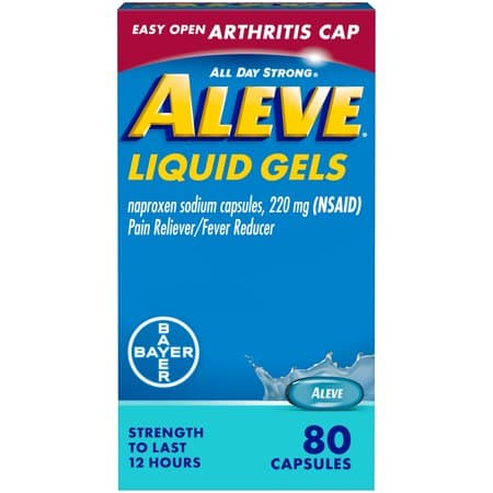 Picture of Aleve Pain Reliever and Fever Reducer, Naproxen Sodium Liquid Gels with Easy Open Arthritis Cap, 80ct
