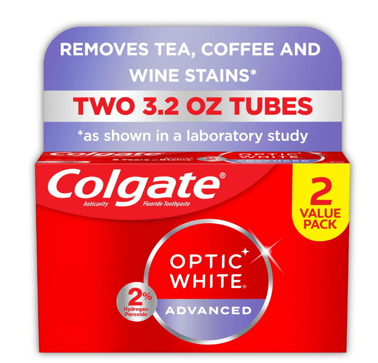 Picture of Colgate Optic White Advanced Hydrogen Peroxide Whitening Toothpaste, Mint, 3.2 oz, 2 Pack