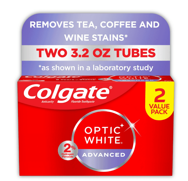 Picture of Colgate Optic White Advanced Hydrogen Peroxide Whitening Toothpaste, Mint, 3.2 oz, 2 Pack