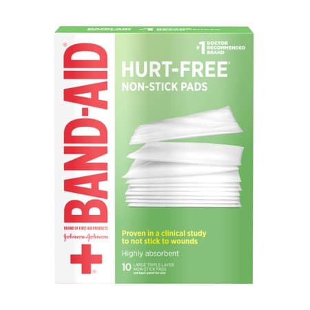 Picture of Band-Aid Brand Hurt-Free Non-Stick Pads with Hurt-Free Design for Wound Care Wound Protection
