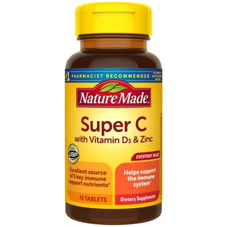 Picture of Nature Made Super C Immune Complex, 70 Tablets, Including Vitamin C, Vitamin A, Vitamin E, Vitamin D3, and Zinc Supplement, Excellent Source of Key Immune Support Nutrients