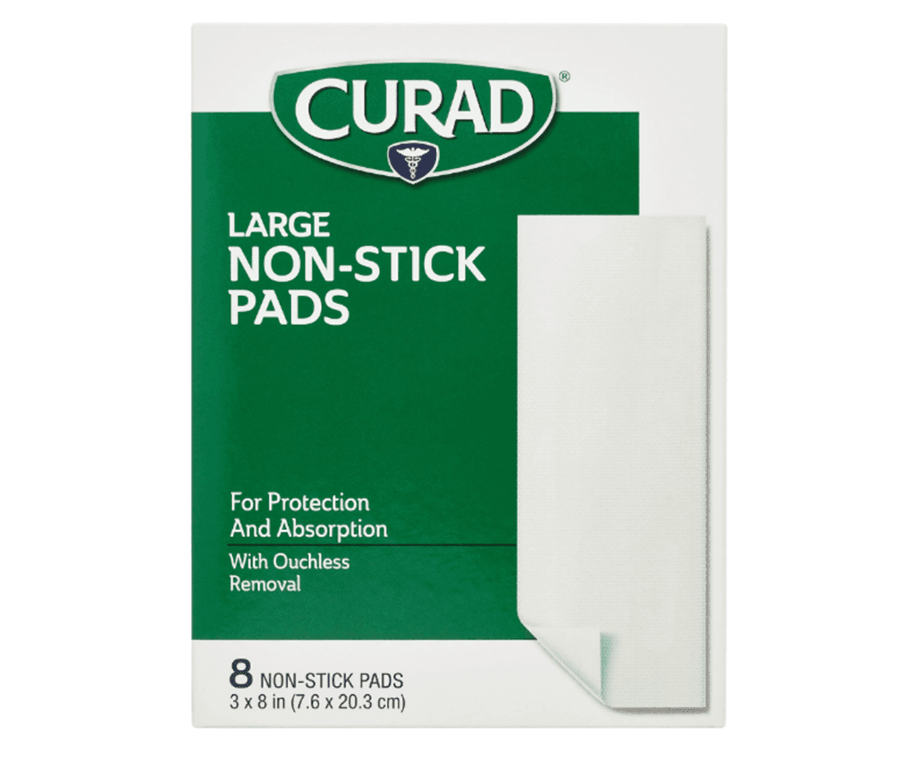 Picture of Curad Sterile Large Non-Stick Pads, Ouchless Removal, 8" x 3", 8ct_x000D_