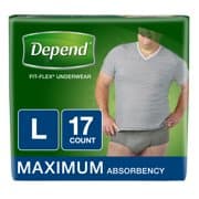 Picture of Depend FIT-FLEX Incontinence Underwear for Men, Maximum Absorbency, L, 17 Ct