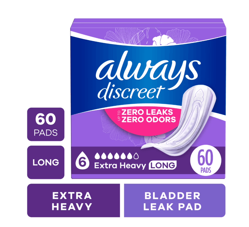 Picture of Always Discreet Incontinence Pads, Extra Heavy Absorbency, Long Length, 60 CT