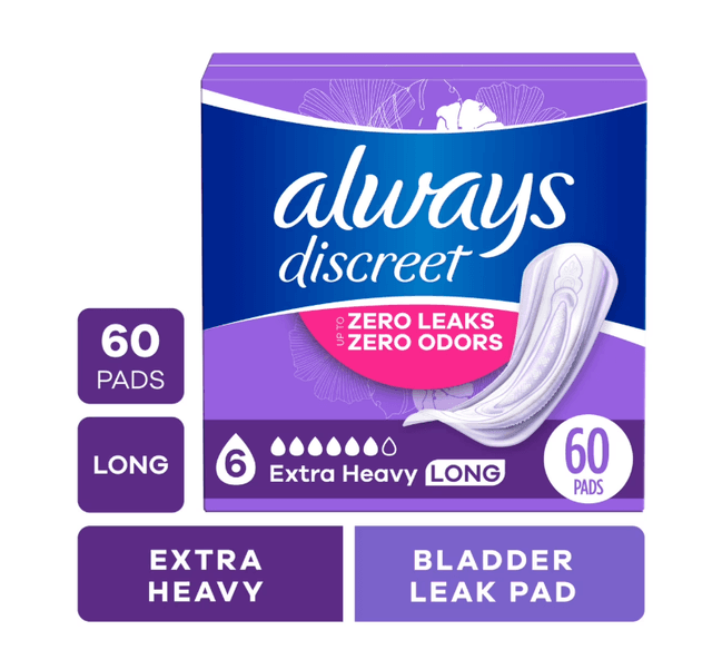 Picture of Always Discreet Incontinence Pads, Extra Heavy Absorbency, Long Length, 60 CT