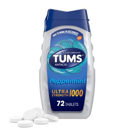 Picture of Tums Ultra Strength 1000 Antacid Chewable Tablets, Peppermint, 72 Ct