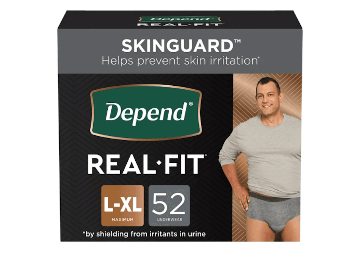 Picture of Depend Men's Real Fit Incontinence Underwear, L/XL, Gray, 52ct