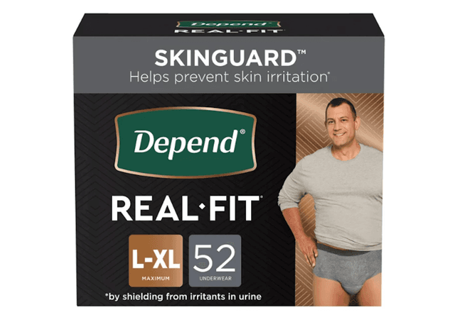 Picture of Depend Men's Real Fit Incontinence Underwear, L/XL, Gray, 52ct