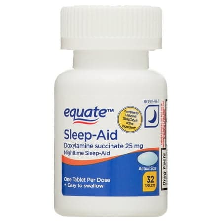 Picture of Equate Nighttime Sleep-Aid Doxylamine Succinate 25mg Tablets, 32 Count, Compare to Unisom Sleep Tabs Active Ingredient