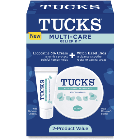 Picture of Tucks Hemorrhoid Relief Kit with Lidocaine Cream & Witch Hazel Pads, 40 Count