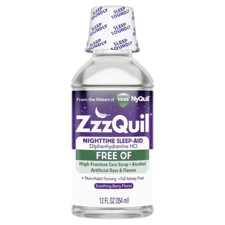 Picture of Vicks ZzzQuil, Nighttime Sleep Aid Liquid, FREE OF Alcohol Artificial Dyes, 50 mg Diphenhydram