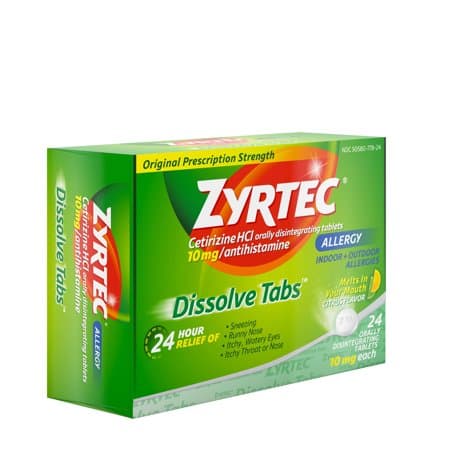 Picture of Zyrtec Allergy Dissolve Tablets in Citrus Flavor, Cetirizine HCl, 24 ct
