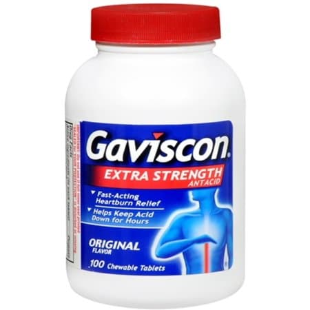 Picture of Gaviscon Extra Strength Chewable Antacid Tablets for Heartburn Relief, 100 Count
