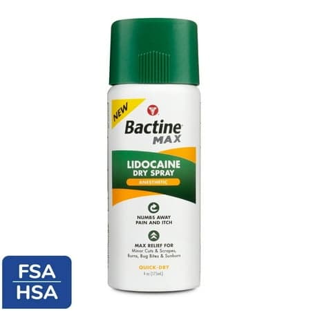 Picture of Bactine Max Pain Relief Dry Spray, Anesthetic with Lidocaine, 4 oz