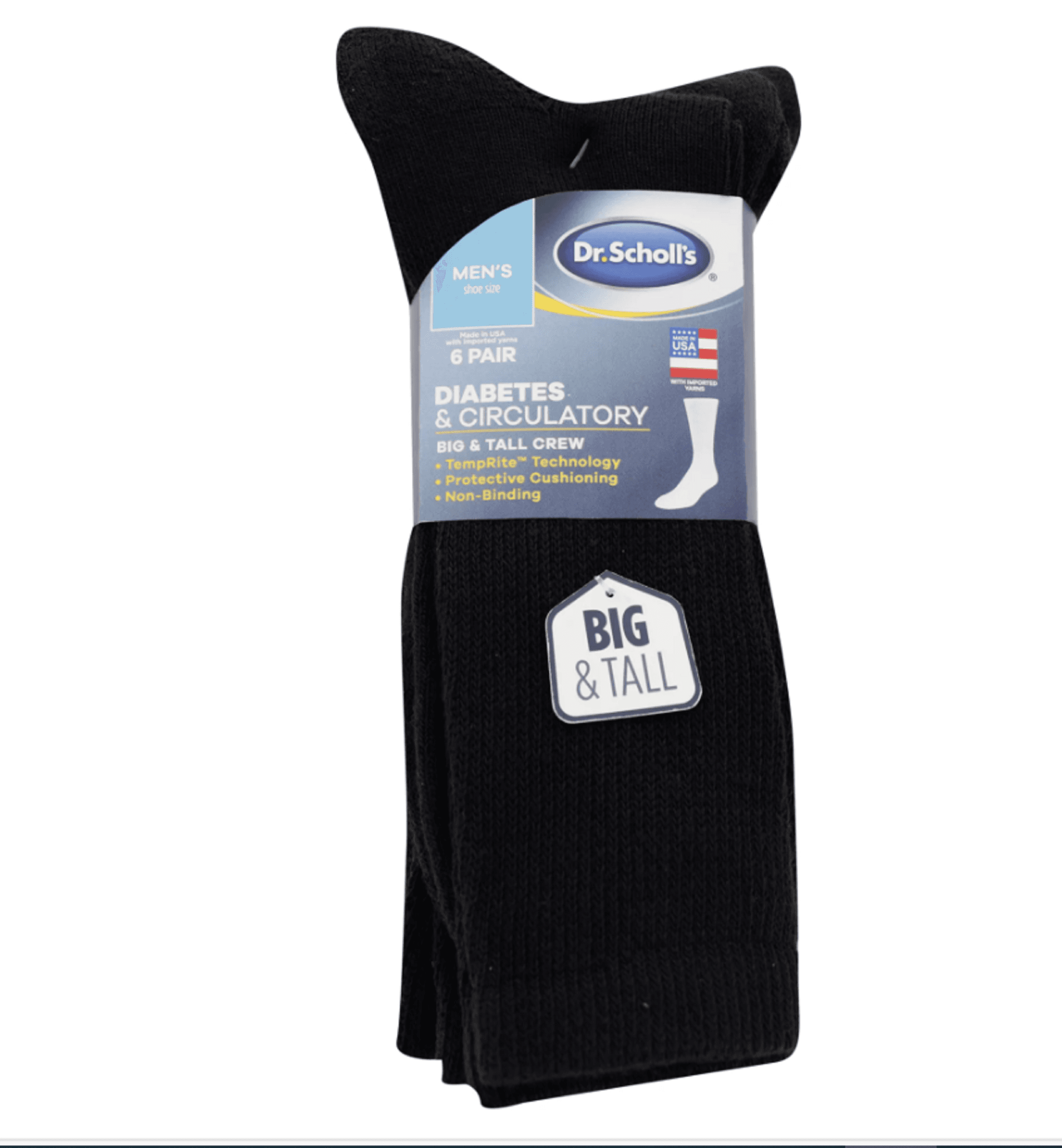 Picture of Dr. Scholl's Men's Diabetes and Circulatory Ankle Socks, Size 13-15, 6pk