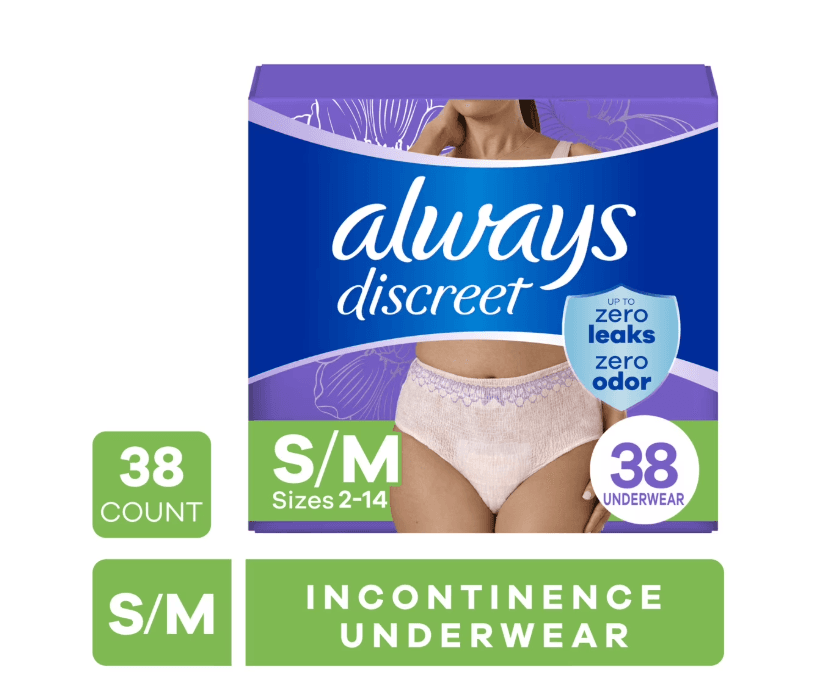 Picture of Always Discreet Adult Incontinence Underwear for Women and Postpartum Underwear, S/M, up to 100% Bladder Leak Protection, 38 CT