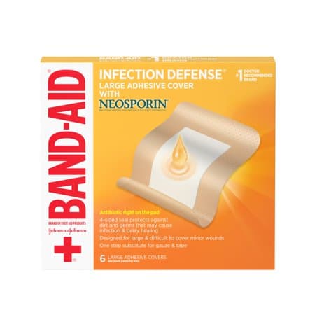 Picture of Band-Aid Adhesive Covers with Neosporin Ointment, L, 6ct
