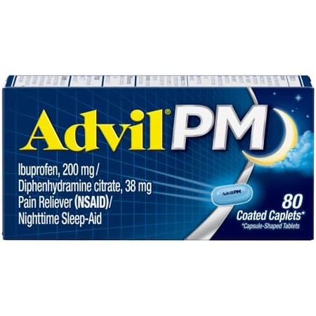 Picture of Advil PM Pain Reliever and Nighttime Sleep Aid Ibuprofen Coated Caplets, 200mg, 80ct