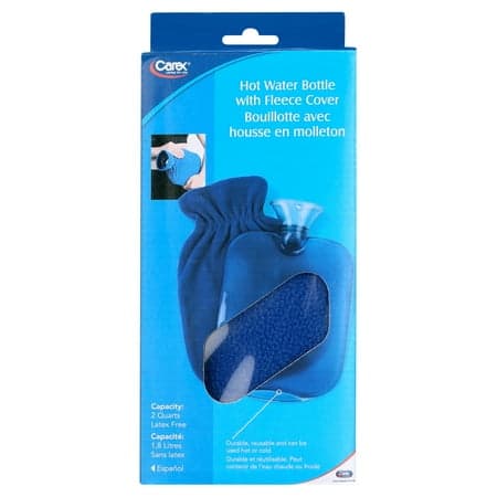 Picture of Carex Hot Water Bottle with Cover and Threaded Stopper, 2 qt Capacity, Blue, 0.80 lbs