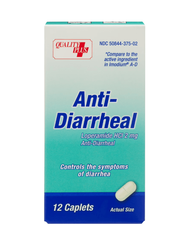 Picture of Quality Plus Caplets for Diarrhea Relief, Loperamide HCl 2mg, 12 Count