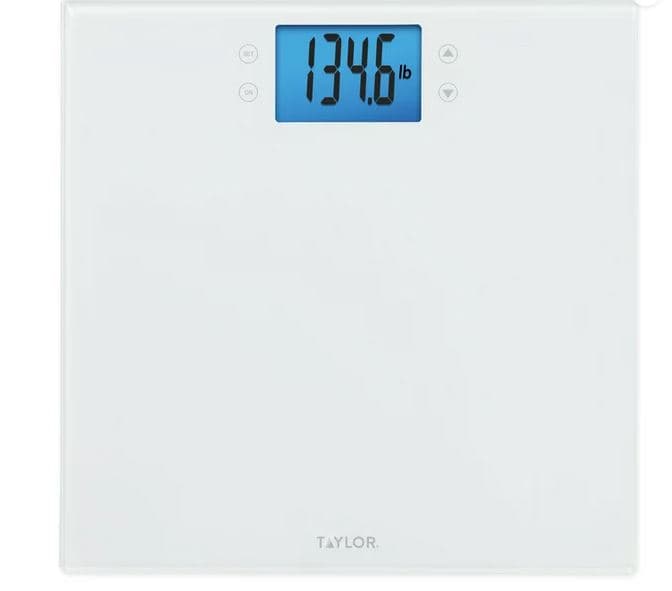 Picture of Taylor 11.8" x 11.8" 400 lb Glass Digital Wellness Scale with 4 Essential Measures, White