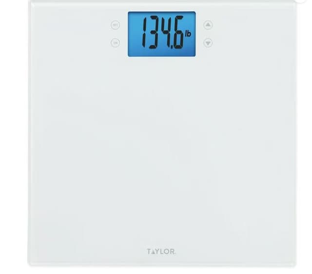 Picture of Taylor 11.8" x 11.8" 400 lb Glass Digital Wellness Scale with 4 Essential Measures, White