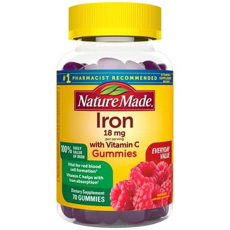 Picture of Nature Made Iron Gummies 18 mg with Vitamin C, 70 ct for Red Blood Cell Support