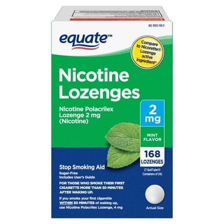 Picture of Equate Nicotine Lozenge 2 mg, Stop Smoking Aid, Mint Flavor, 168 Count