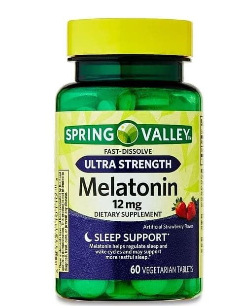 Picture of Spring Valley Ultra Strength Melatonin Sleep Support Supplement Fast-Dissolve Tablets, Strawberry, 12mg, 60ct