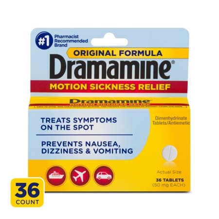 Picture of Dramamine Original Dual Action Motion Sickness Relief Tablets, 36ct