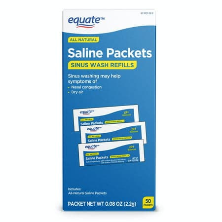 Picture of Equate Saline Packet Sinus Wash Refills for Allergies and Sinus Congestion, 50 Count