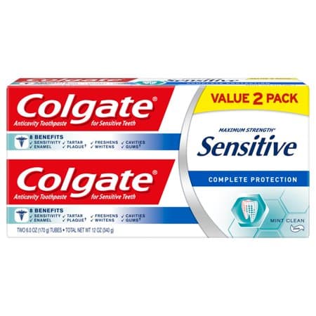 Picture of Colgate sensitive toothpaste, complete protection, mint clean - 6 ounce, pack of 2