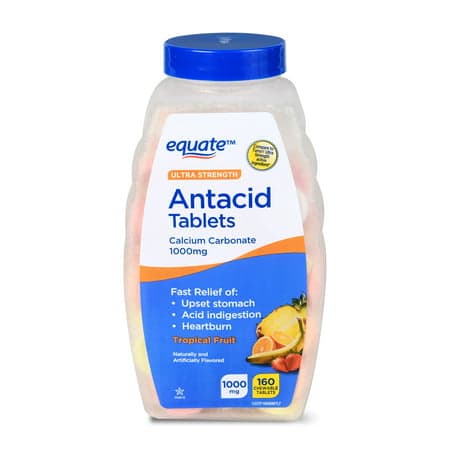 Picture of Equate Ultra Strength Antacid Chewable Tablets, Tropical Fruit, 1000mg, 160ct