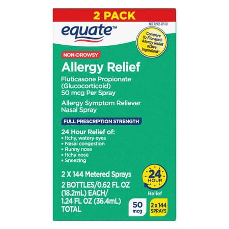 Picture of Equate Allergy Relief Fluticasone Propionate Nasal Spray, 50 mcg, 144 Metered Sprays, 2 Pack