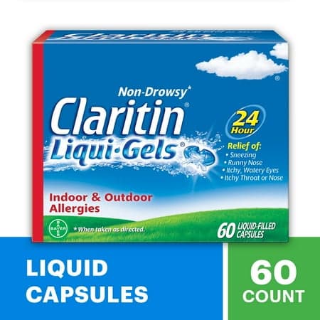 Picture of Claritin Liqui-Gels 24 Hour Non-Drowsy Allergy Medicine, Loratadine Antihistamine Capsules, 60 Ct