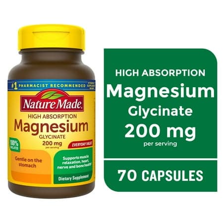 Picture of Nature Made Magnesium Glycinate 200 mg Per Serving Capsules, Dietary Supplement, 70 Count