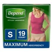 Picture of Depend FIT-FLEX Incontinence Underwear for Women, Maximum Absorbency, S, Tan, 19 Ct