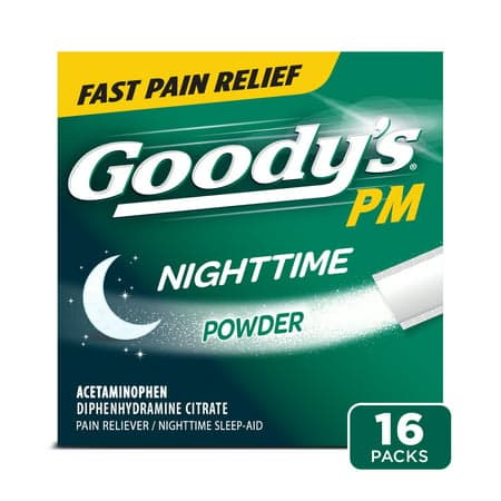 Picture of Goody's PM for Pain with Sleeplessness Nighttime Powder, 16 Powder Sticks