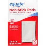 Picture of Equate Non-Stick Pads with Adhesive Tabs, 10 count