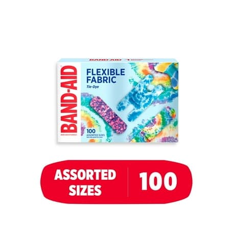 Picture of BAND-AID Brand Flexible Fabric Fun Tie-Dye Bandages, Assorted, 100 Count