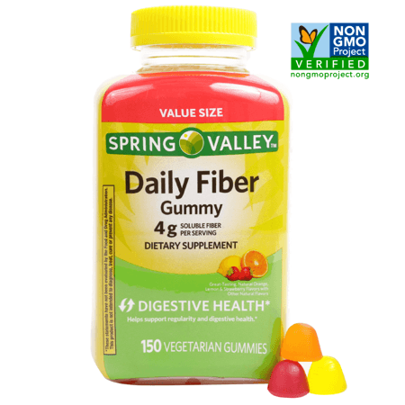 Picture of Spring Valley Daily Digestive Health Fiber Supplement Gummies, Orange, Lemon and Strawberry, 150ct