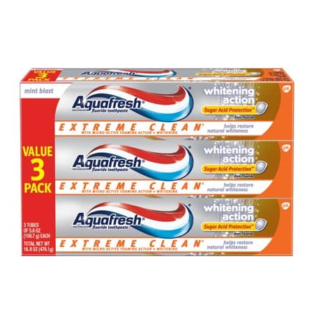 Picture of Aquafresh 3pk Extreme Clean Whitening Action Fluoride Toothpaste, Mint Blast, 5.6oz