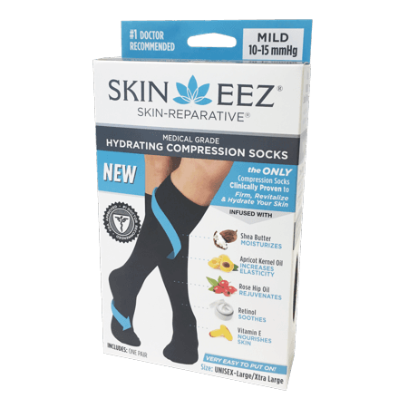 Picture of SKINEEZ Unisex Skin-Reparative Hydrating Compression Socks, 10-20mmhg, L/XL, Black
