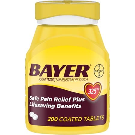 Picture of Bayer Pain Reliever and Fever Reducer Genuine Aspirin Coated Tablets, 325mg, 200ct