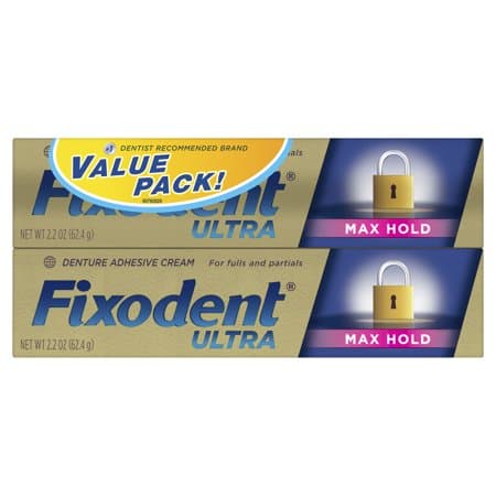 Picture of Fixodent 2pk Ultra Max Hold Denture Adhesive, 2.2oz