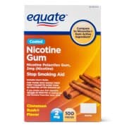 Picture of Equate Nicotine Coated Gum 2 mg, Stop Smoking Aid, Cinnamon Flavor, 100 Count, Compare to Nicorette Gum Active Ingredient