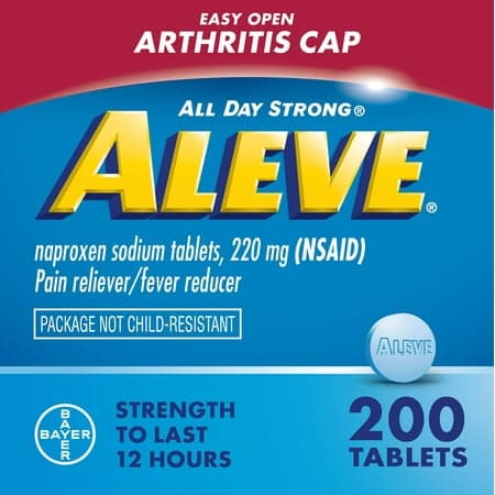 Picture of Aleve Tablets with Easy Open Arthritis Cap, Naproxen Sodium, for Pain Relief, 200 Count