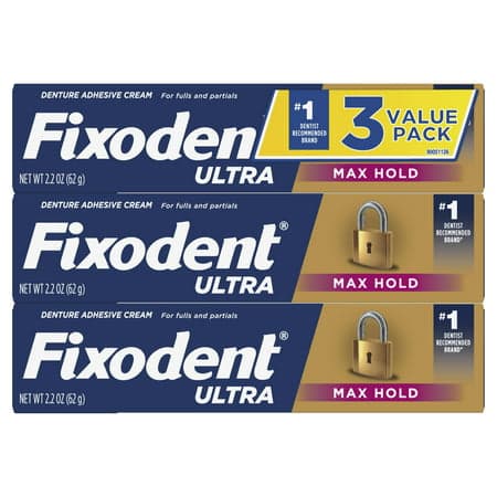 Picture of Fixodent 3pk Ultra Maximum Hold Secure Denture Adhesive, 2.2oz