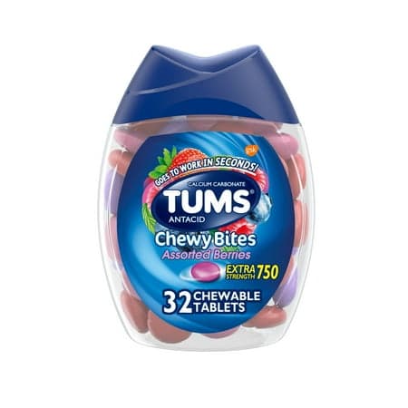 Picture of TUMS Chewy Bites Assorted Berries Antacid, Hard Shell Chews for Heartburn Relief, 32 Antacid Chews