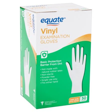 Picture of Equate Vinyl Examination Gloves, One Size, 50ct
